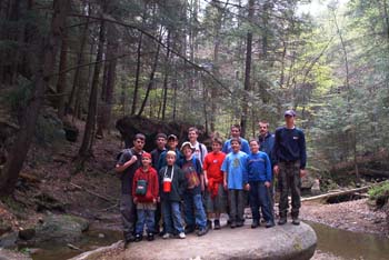 All the scouts on a rock