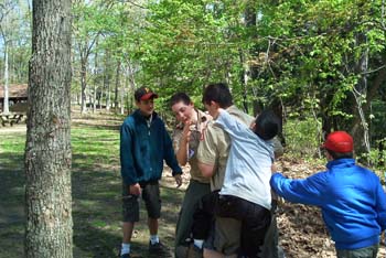 Sanjay, Joel, Nick Payne and Tony-trying to bring Mike Smile